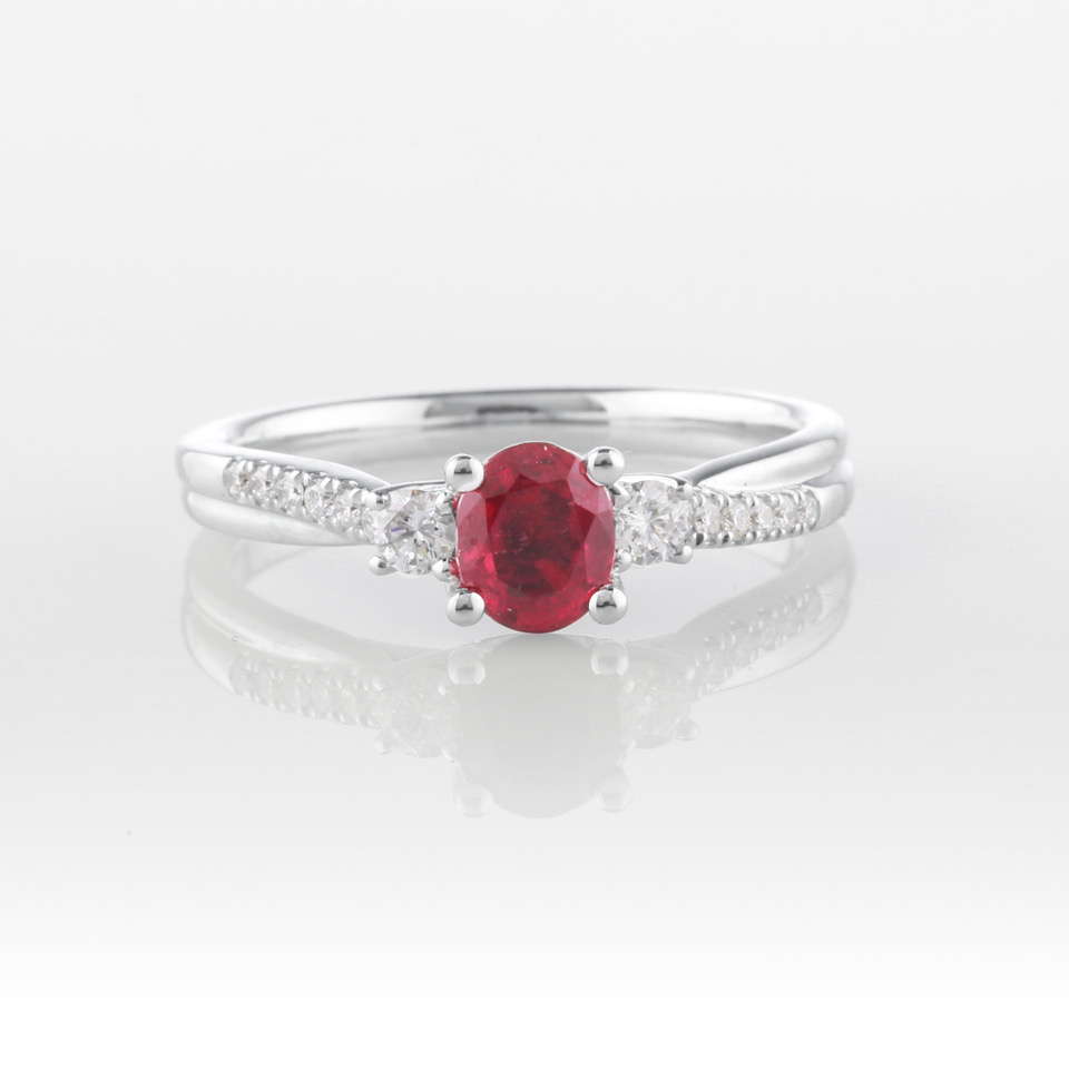 Oval Ruby Trilogy Ring - Holdsworth Bros