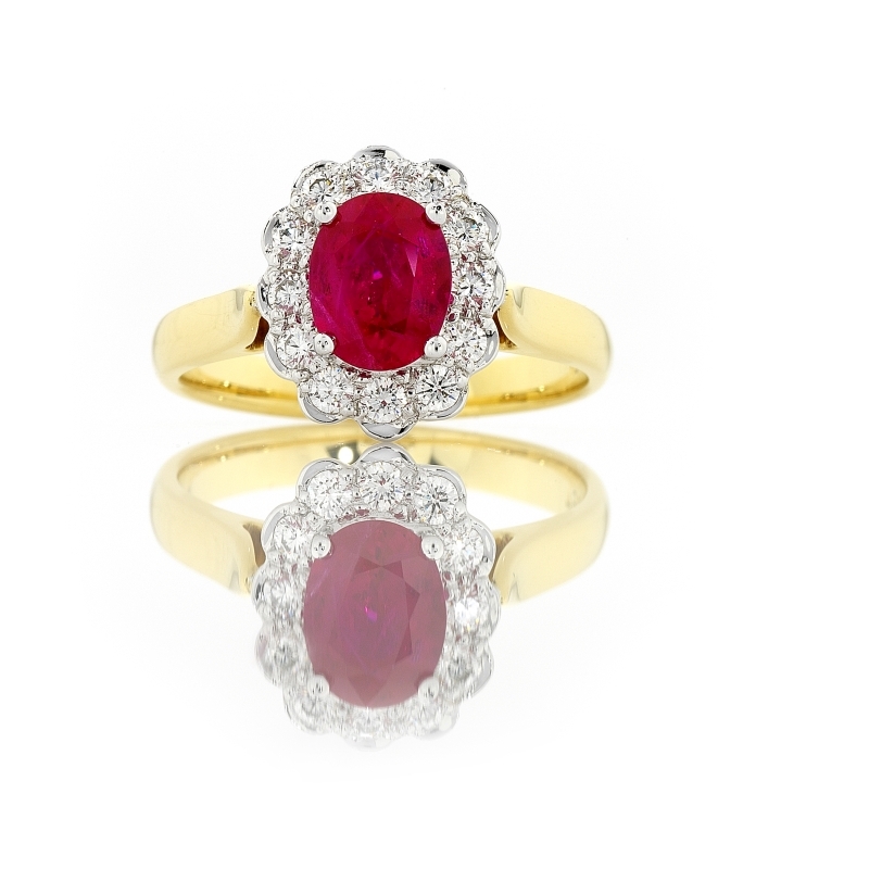 Edwardian 1.88ct Ruby and Diamond Cluster Ring – Irene Byrne & Co